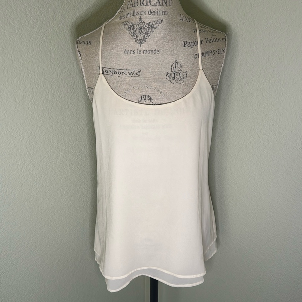 Tobi Chiffon Off White Racerback Tank Top